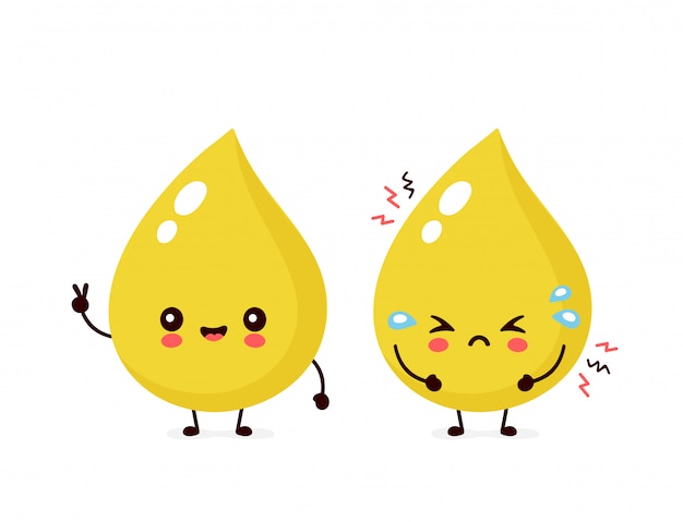 Premium Vector | Cute happy healthy smiling and sad unhealthy urine ...