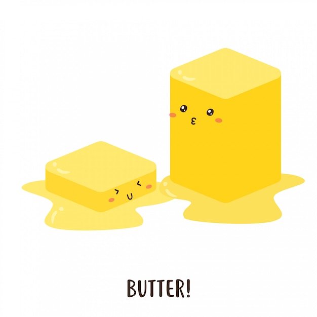 Cute happy melted butter vector design | Premium Vector