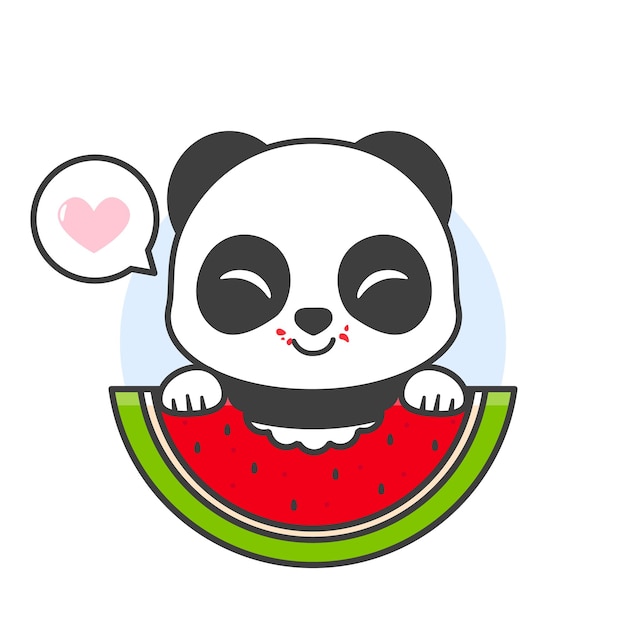 Premium Vector | Cute happy panda eating watermelon