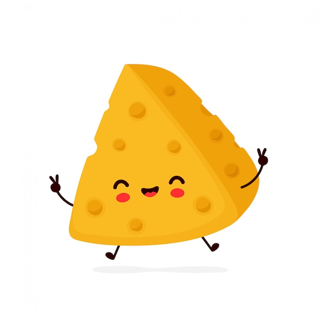 Premium Vector | Cute happy smiling cheese. cartoon character.