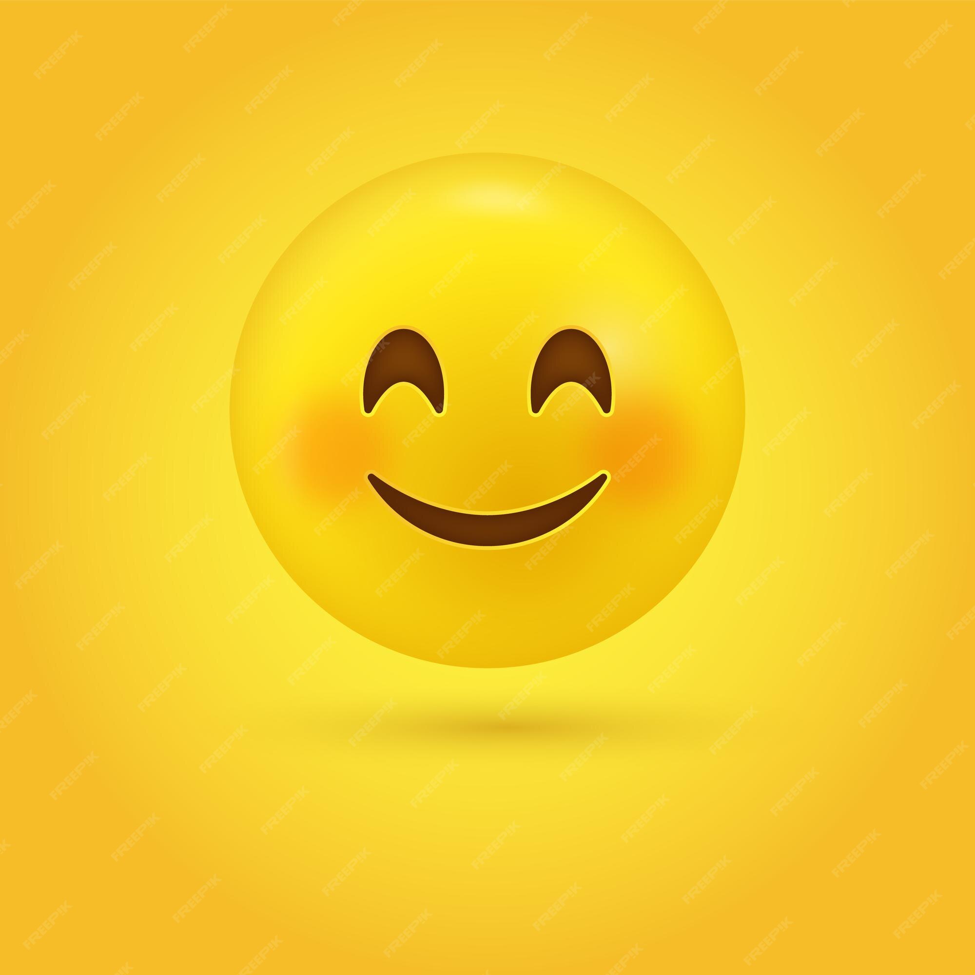 Premium Vector Cute happy smiling emoji face with smiley eyes and