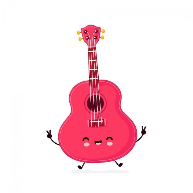 Premium Vector | Cute happy smiling ukulele guitar. cartoon character.