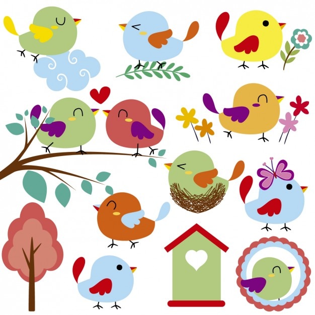 Download Cute and happyness birds | Free Vector