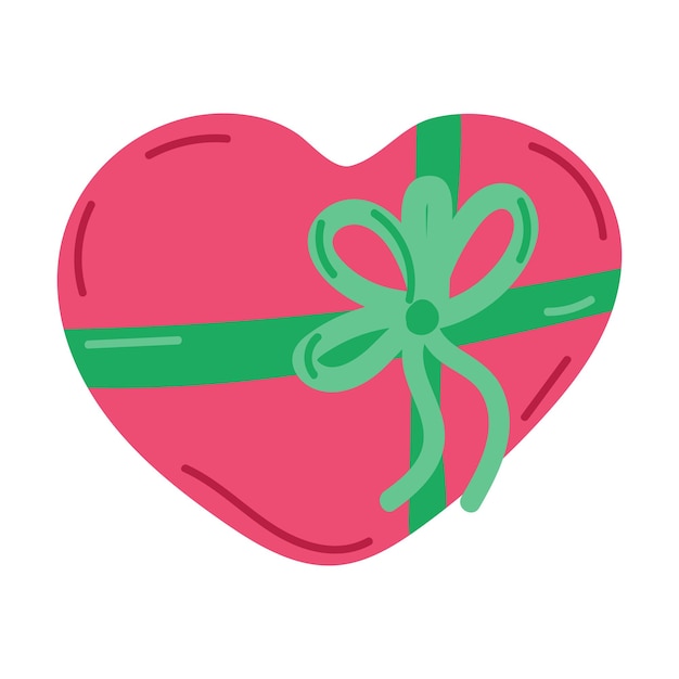 Premium Vector | Cute heart with a bow for valentine's day. vector on a ...