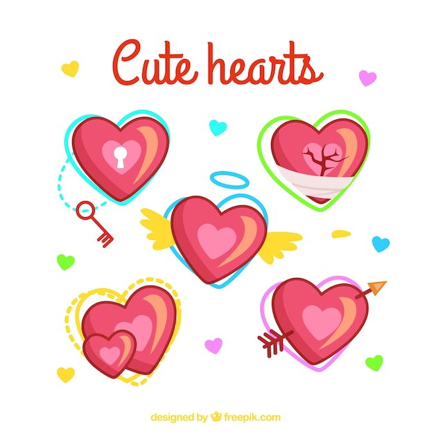 Cute hearts collection | Premium Vector