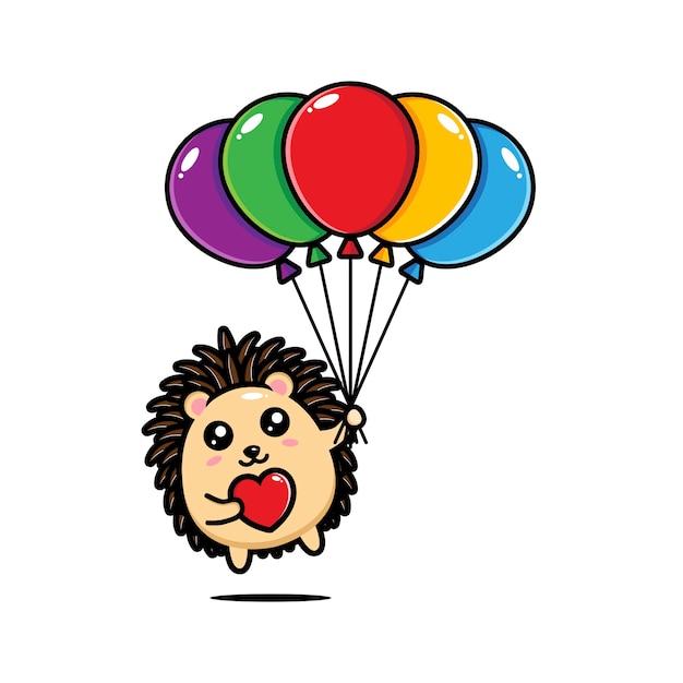 Premium Vector Cute Hedgehog Holding Balloons