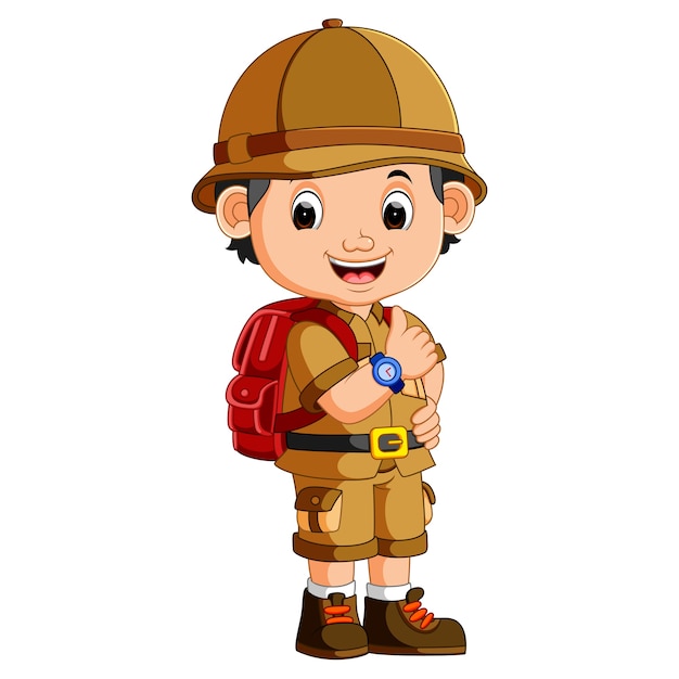 Cute hiker boy | Premium Vector