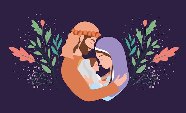 Download Premium Vector | Cute holy family manger characters