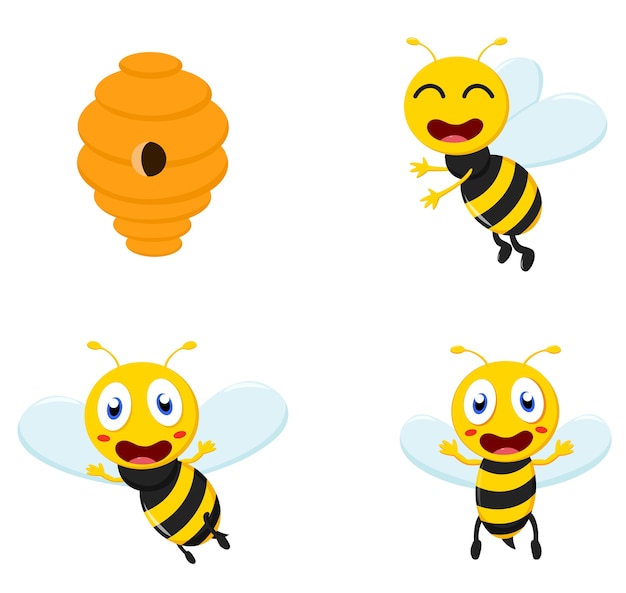 Premium Vector | Cute honey bee cartoon collection