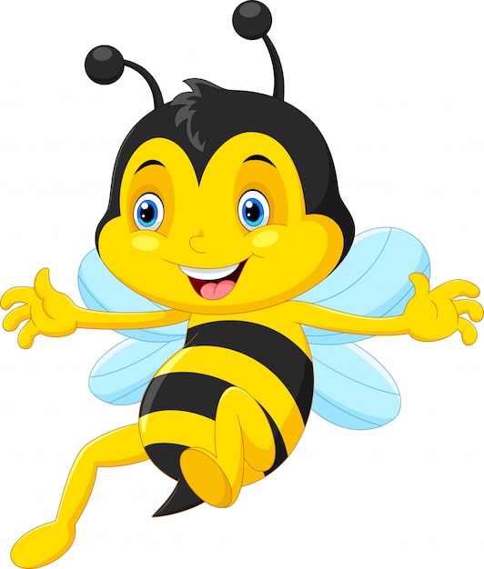 Download Cute honey bee cartoon flying | Premium Vector