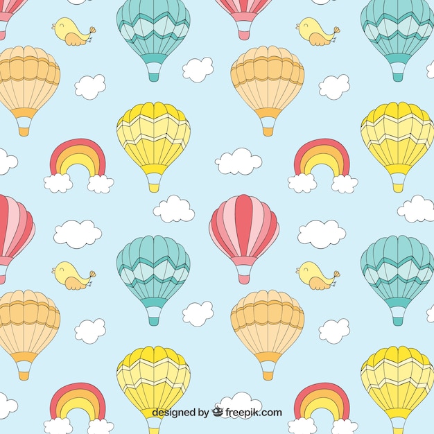 Premium Vector Cute hot air balloons pattern