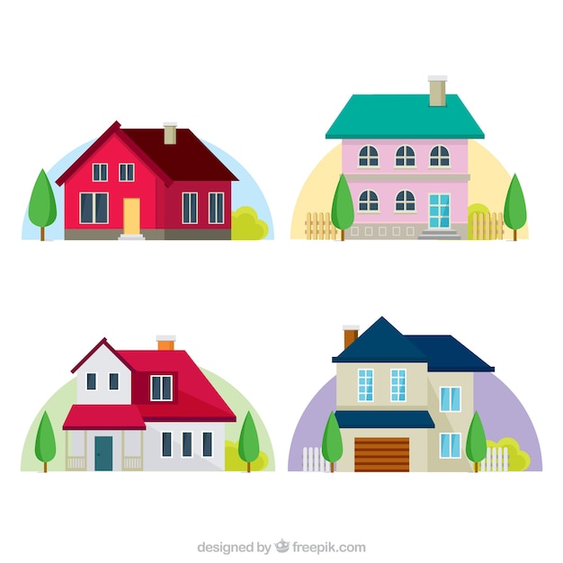 Free Vector | Cute houses in flat design