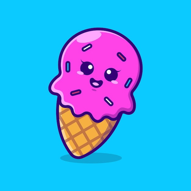 Premium Vector | Cute ice cream cone cartoon