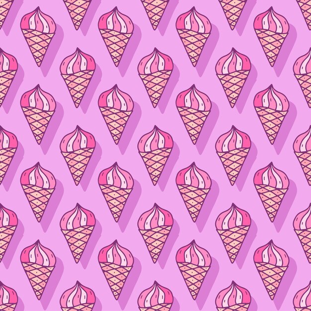 Premium Vector Cute Ice Cream Cone Seamless Pattern