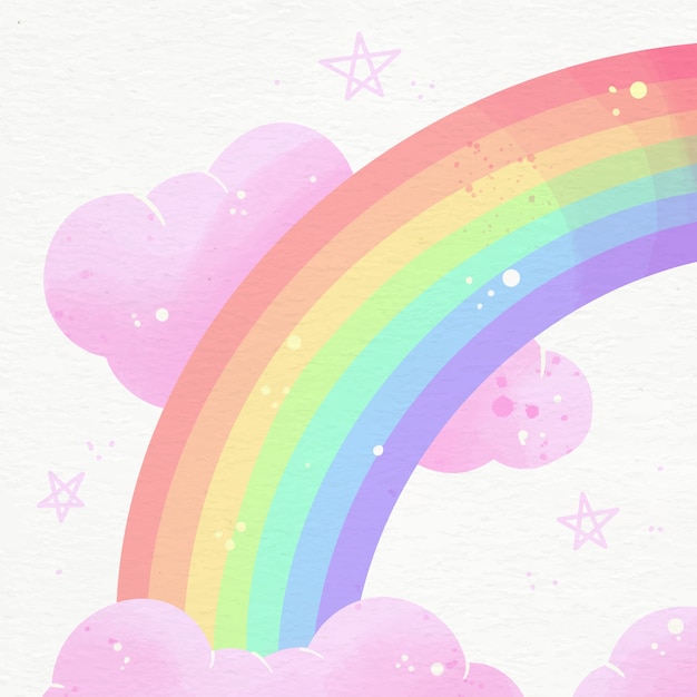 Download Cute illustration of vibrant watercolor rainbow | Free Vector