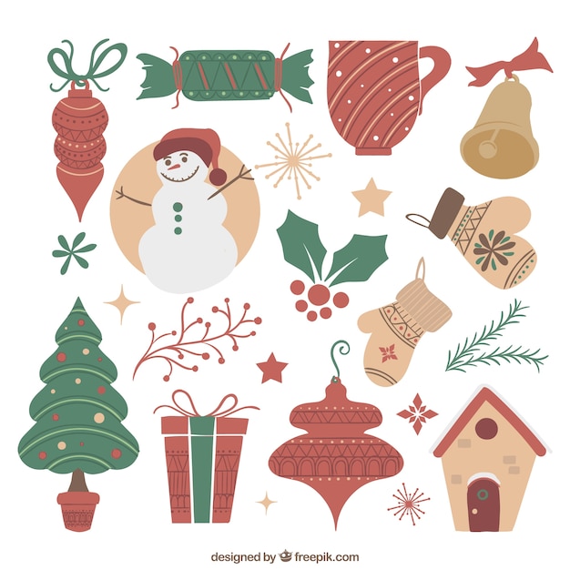 Download Download Vector Cute Christmas Elements Vectorpicker SVG Cut Files
