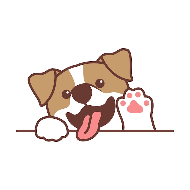 Premium Vector | Cute jack russell terrier dog waving paw cartoon