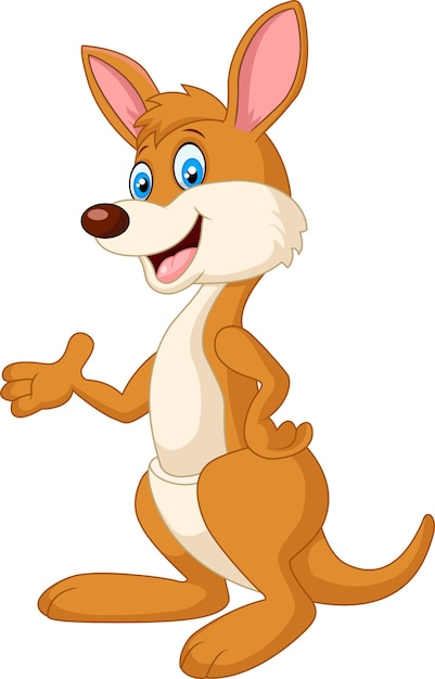 Premium Vector | Cute kangaroo cartoon waving hand