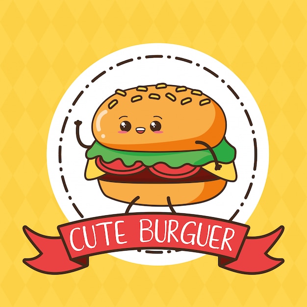 Download Free Download This Free Vector Cute Kawaii Burger On Label Food Use our free logo maker to create a logo and build your brand. Put your logo on business cards, promotional products, or your website for brand visibility.