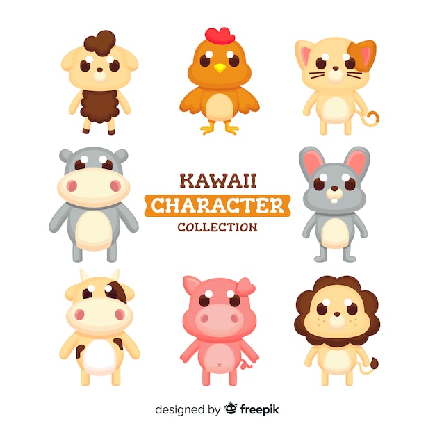 Cute kawaii characters | Free Vector