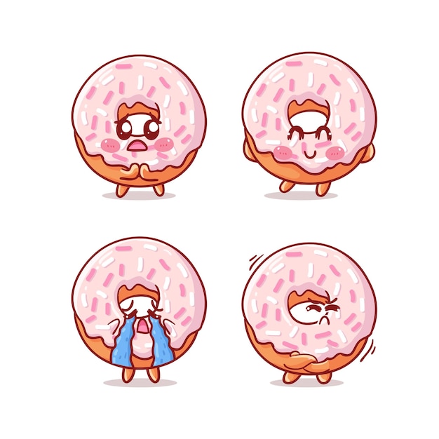 Premium Vector | Cute and kawaii doughnut isolated on white