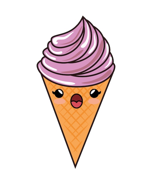 Cute Kawaii Ice Cream Cool Icon Vector Premium Download