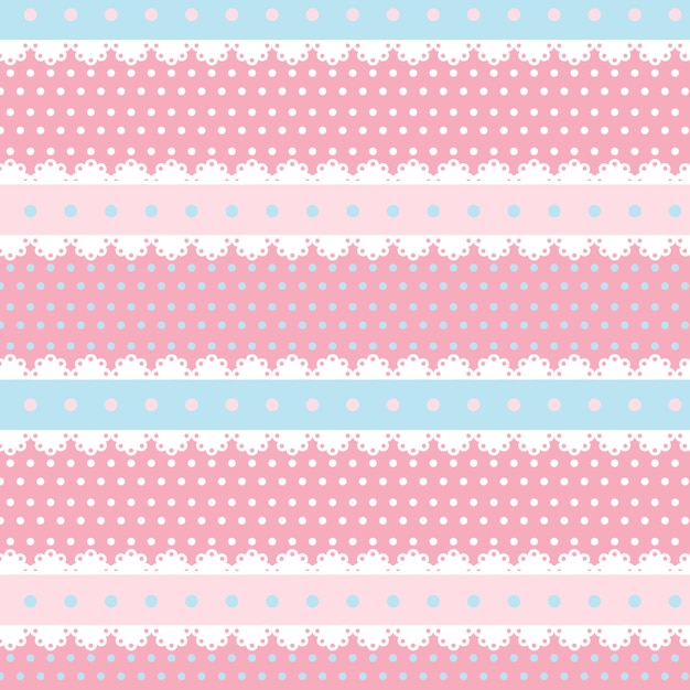 Premium Vector | Cute kawaii pink and light blue seamless pattern