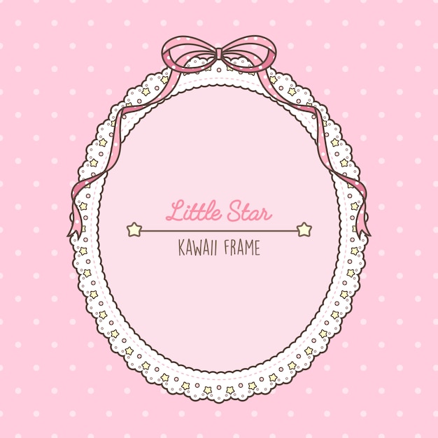 Premium Vector | Cute kawaii pink stars and laces frame