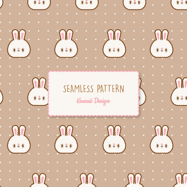 Premium Vector | Cute kawaii rabbits transparent seamless pattern