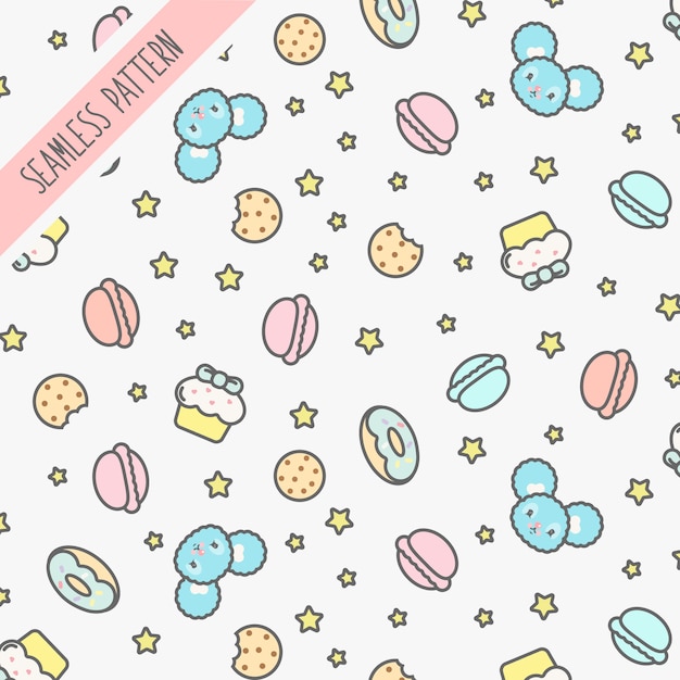 Premium Vector Cute kawaii transparent seamless pattern