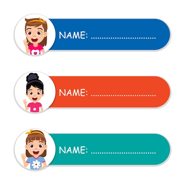Premium Vector | Cute kid colorful name tags for school children ...
