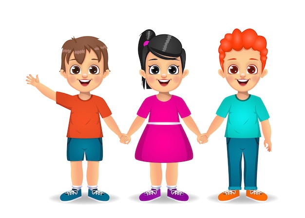 Premium Vector Cute Kids Holding Hands Together