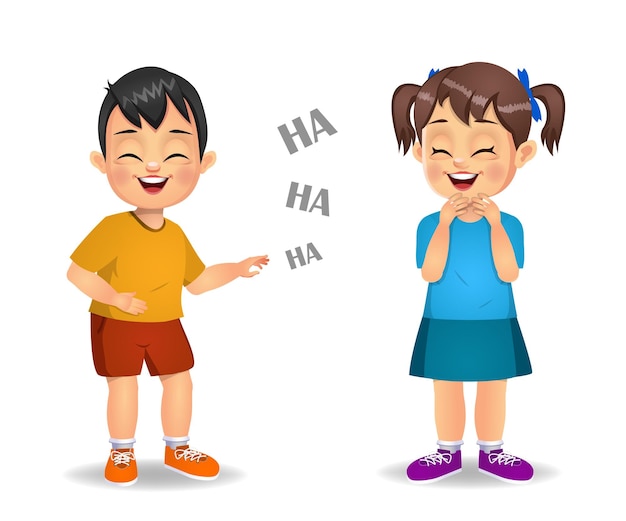 Premium Vector | Cute kids laughing together