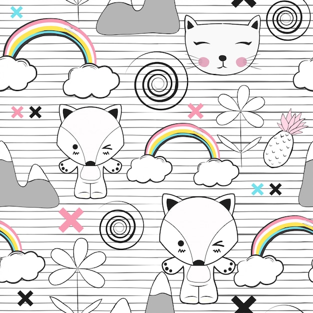 Premium Vector Cute Kids Seamless Pattern