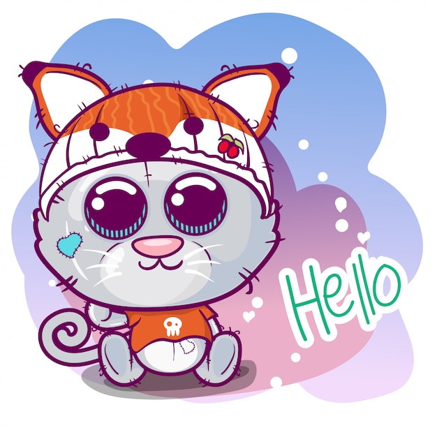 Download Cute kitten, baby shower card vector illustration ...
