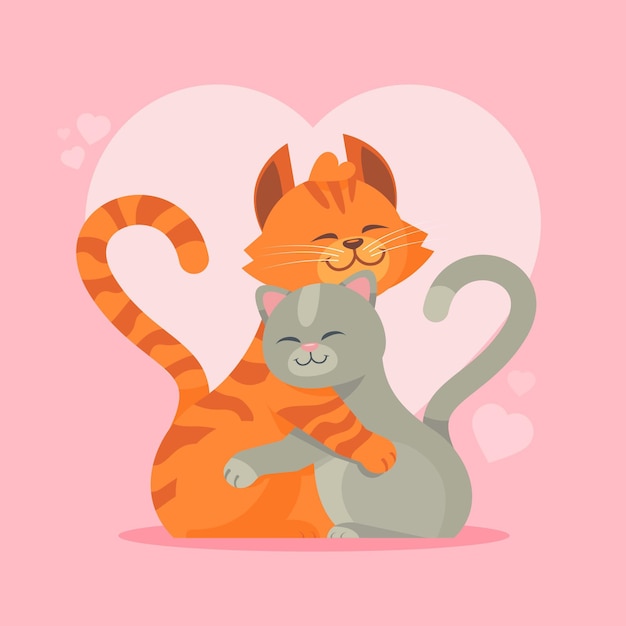 Premium Vector | Cute kitty couple illustrated