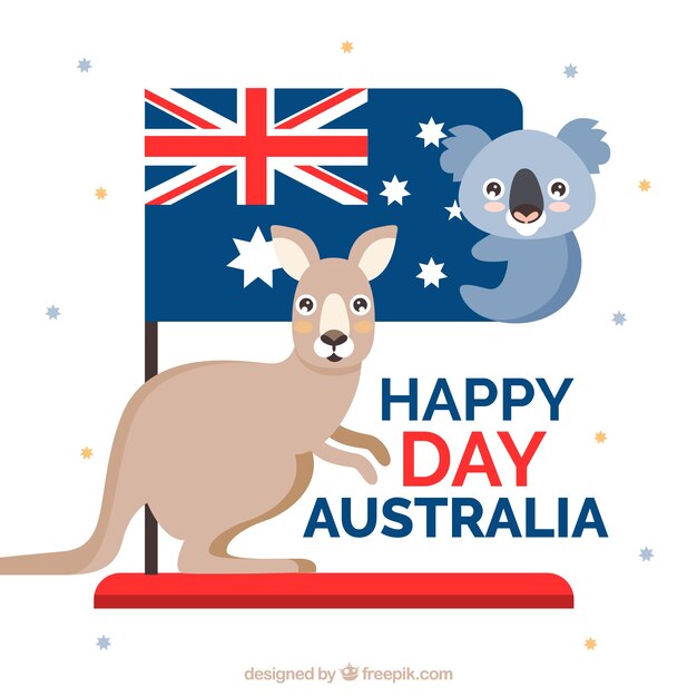 オーストラリアの日を祝うためにかわいいコアラとカンガルー 無料のベクター