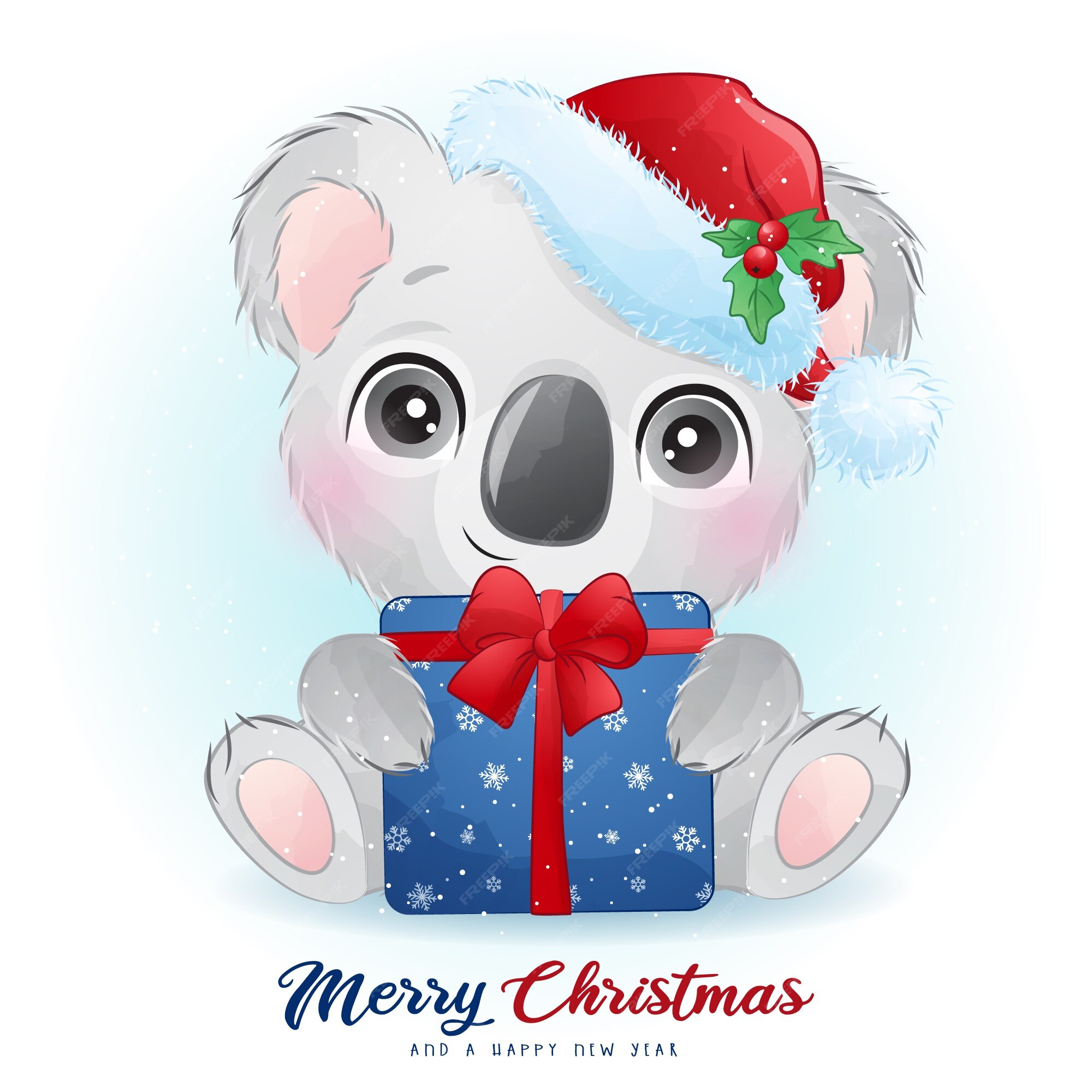 Premium Vector | Cute koala bear for christmas day with watercolor ...