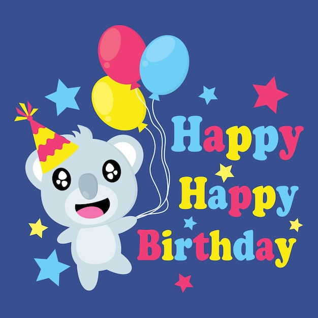 Premium Vector | Cute koala brings colorful balloons vector cartoon ...