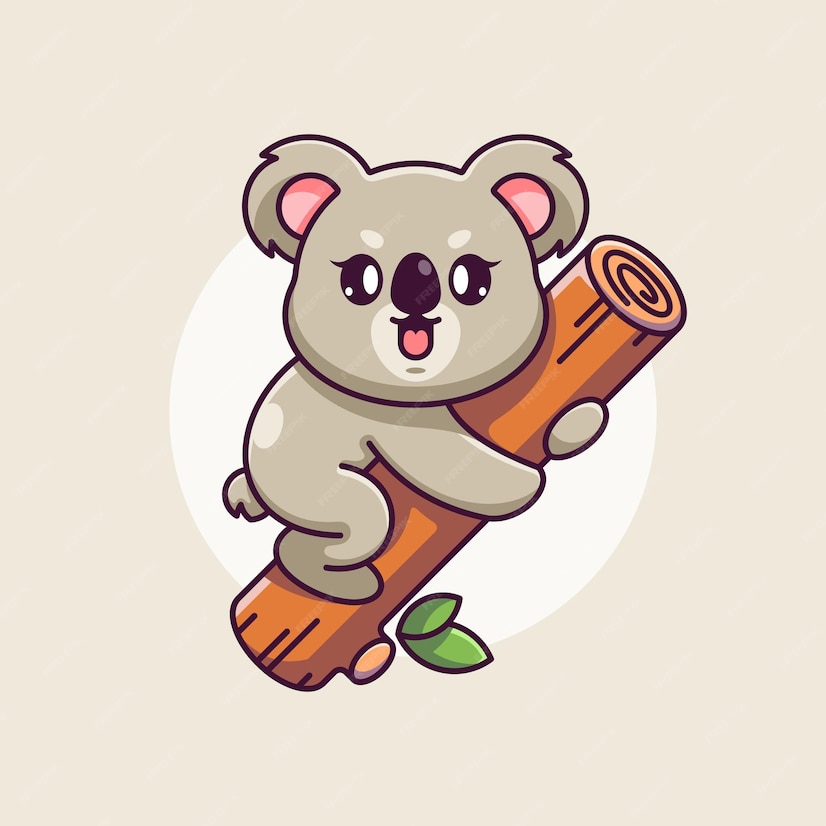 Premium Vector | Cute koala hanging on tree cartoon