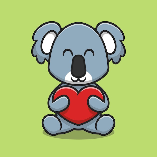 Premium Vector | Cute koala hugging love heart cartoon icon illustration