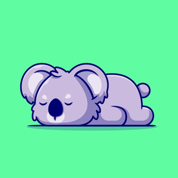 Free Vector Cute koala sleeping cartoon illustration.