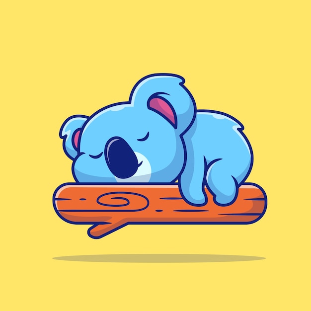 Free Vector | Cute koala sleeping on tree cartoon illustration