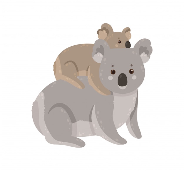 Premium Vector | Cute koala with baby. mother koala with her child.