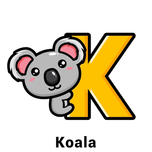 Premium Vector Cute Koala With Letter K