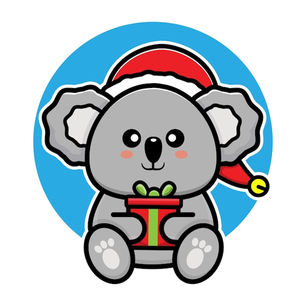 Premium Vector | Cute koala with santa hat cartoon vector christmas ...