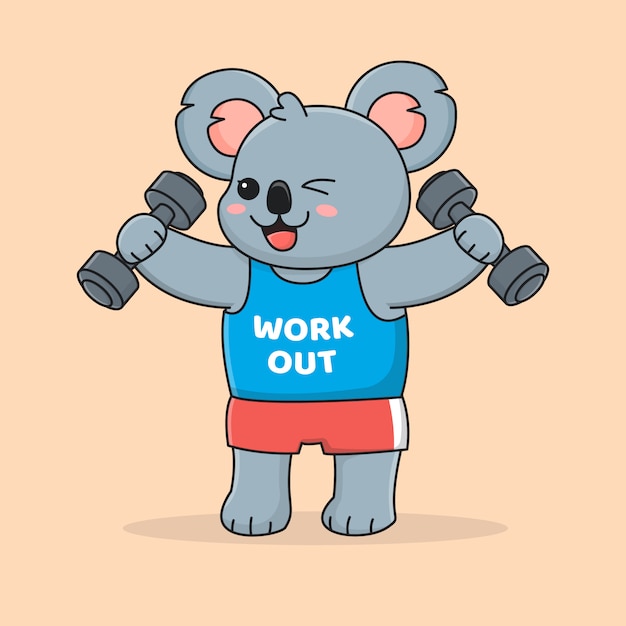 Premium Vector Cute koala work out holding dumbbell