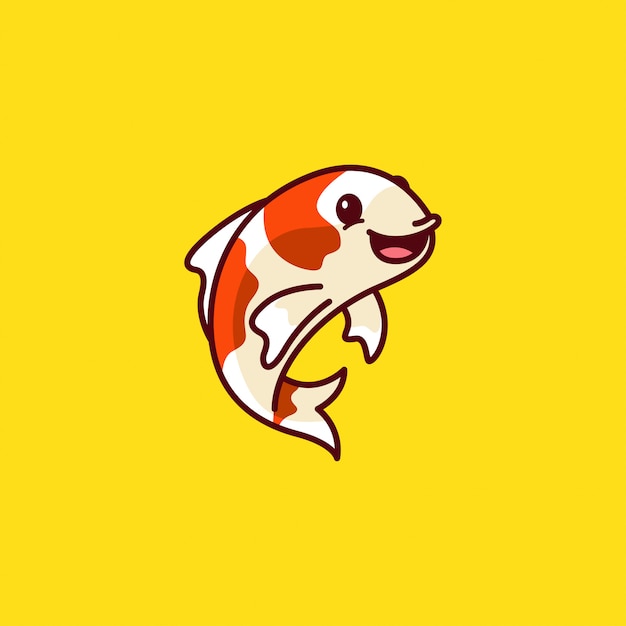 Download Cute koi fish logo Vector | Premium Download