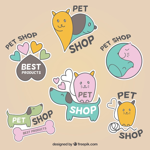 Cute labels for pet shop