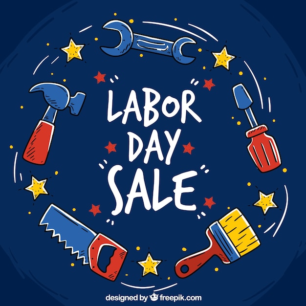Cute labor day background with tools
